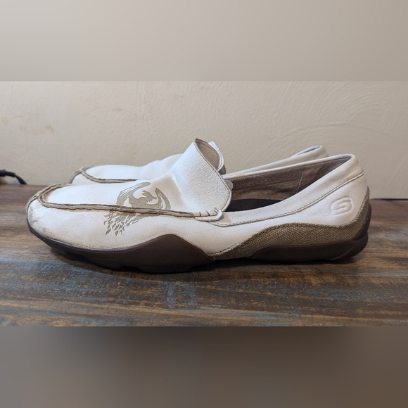 Skechers Men's Leather Canvas White Slip On Phoenix Driving Moccasins Loafer, 13 - Picture 3 of 9